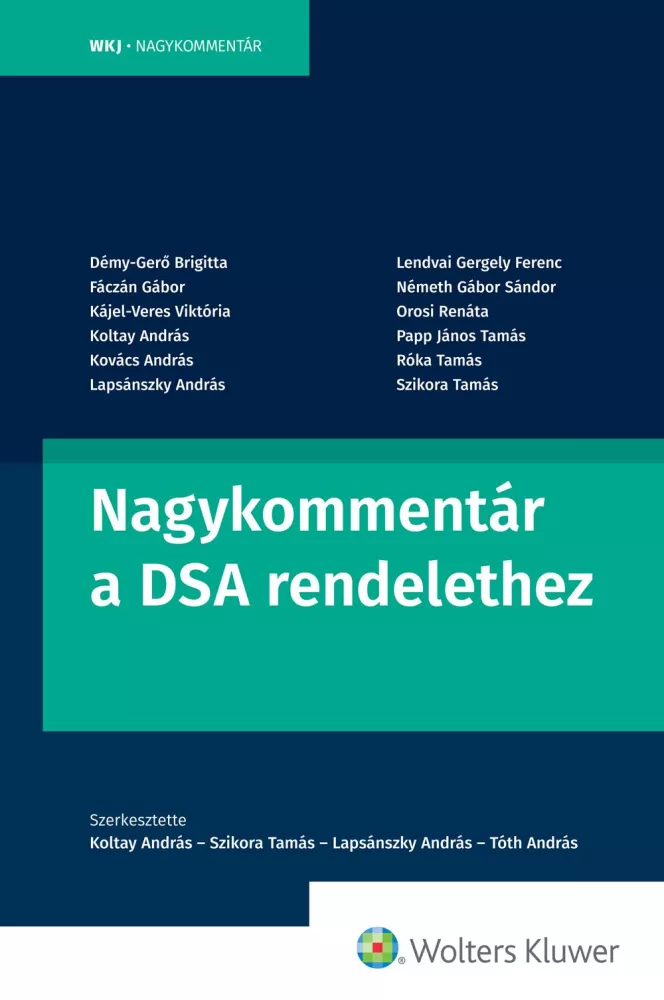 Nagykommtár a DSA rendelethez borító